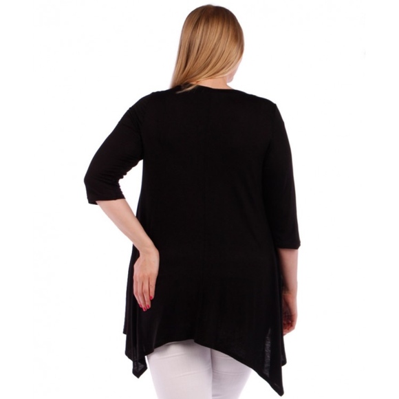 3x$30 Black Plus Size 5X 4X 1X 3/4 Sleeve V Neck Blouse - Picture 2 of 2